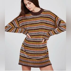 Volcom bubbletea dress, dark chocolate, pink yellow striped. Size XL Super soft